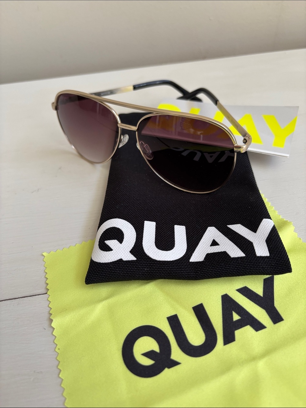 Quay Australia Vivienne Gold Aviator Sunglasses